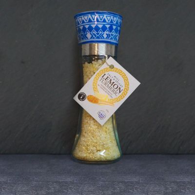 Κεραμικός μύλος με αλάτι, λεμόνι και κουρκουμά