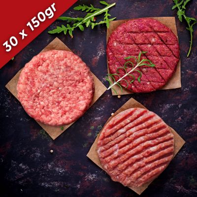 Μπιφτέκι Μοσχάρι-Κοτόπουλο-Γαλοπούλα 30x150gr