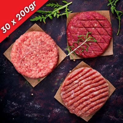 Μπιφτέκι Μοσχάρι-Κοτόπουλο-Γαλοπούλα 30x200gr